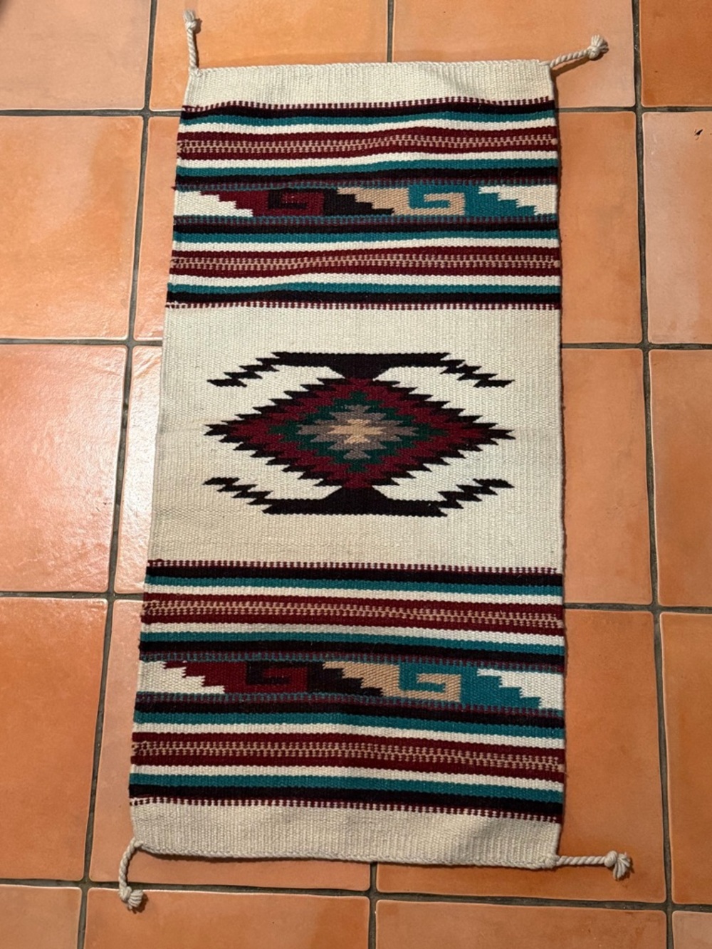 Vintage El Paso Wool Saddle Blanket Mexican Aztec Navajo Tapestry Rug